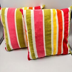 Z Gallerie Retro Rainbow Velvet Set Of 2 (covers Only) 19x19 Pillow Covers
